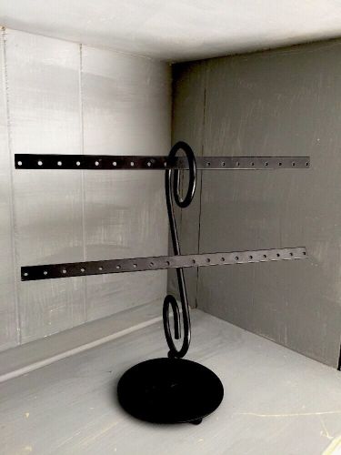 Black Metal Earring Display Stand Black Holds 16 Pr Post earring OR 32 Pr Wire