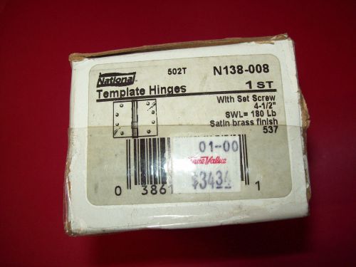 1 SET Template  Hinges, 4-1/2&#034;x 4-1/2&#034;, 138-008  National Satin Brass