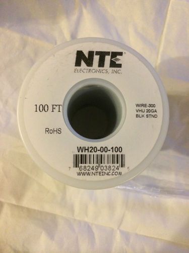 NTE WH20-00-100 Hook Up Wire 300V Stranded Type 20 Gauge 100 FT Black