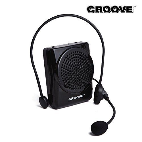 Croove Rechargeable Voice Amplifier, with Waist/Neck Band &amp; Belt Clip, 20 Watts.