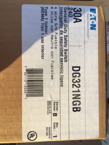 EATON CUTLER HAMMER 30A 3-POLE GENERAL DUTY SAFETY SWITCH - DG321NGB. *NIB*