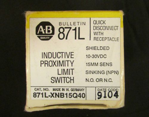 ALLEN BRADLEY Inductive Proximity Limit Switch 10-30 VDC 871L XNB15Q40