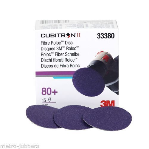 3M Cubitron II Fibre Roloc Disc #33380 80+Grit 50mm 2&#034; 15 Pcs NIB