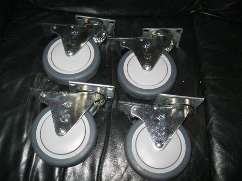 Set of 4 Unused We&#039;re Always around caster 5&#034; cart wheels with brakes