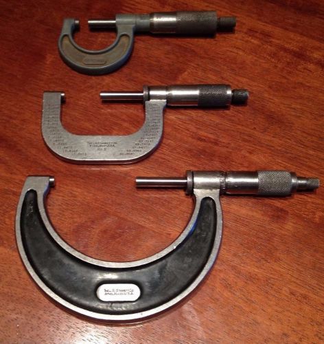 Vintage Machinist Micrometer Lot Three (3) Starrett No. 2 + No.226 + National