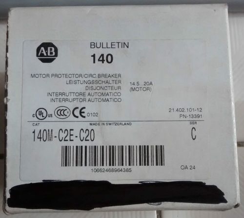 Allen bradley motor protector/circuit breaker(14.5a-20a motor)model#140m-c2e-c20 for sale