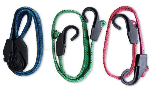 3 Piece Flat Bungee Cord Set With Nylon Hooks