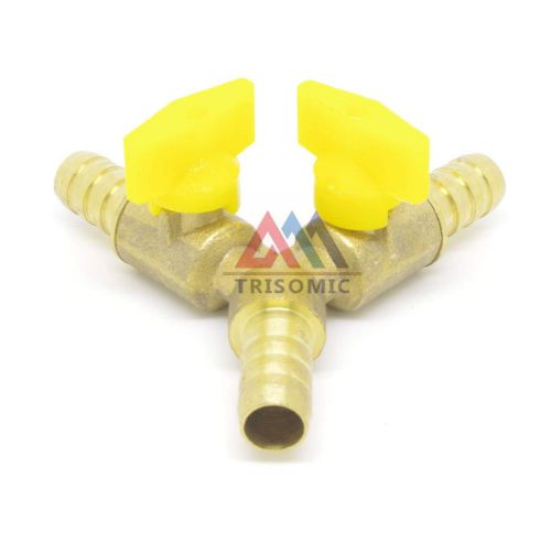 Qty.2 Equal 10 mm Barb Barbed Brass 3 Ways Gas Fitting Connector Valve