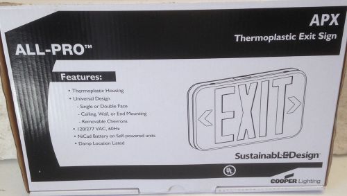 Cooper all-pro thermoplastic exit sign apx7r - new in box for sale