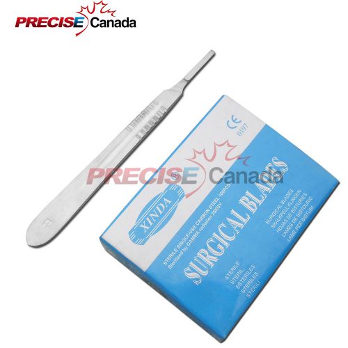 100 SCALPEL BLADES #24 + SCALPEL HANDLE #4 SURGICAL DENTAL ENT INSTRUMENTS