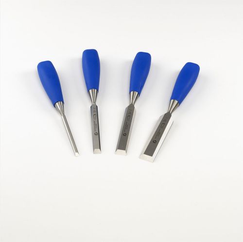 Footprint 87 Series 127142 Set of 4 Blue Poly Handle Chisels; 1/4&#034;, 1/2&#034; 3/4&#034;, 1