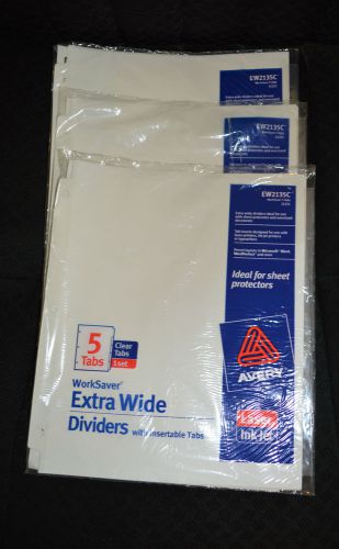 3 Sets Avery Work Saver Extra Wide Big Tab Divider  9&#034;x11&#034; 5 tab Set (5172)