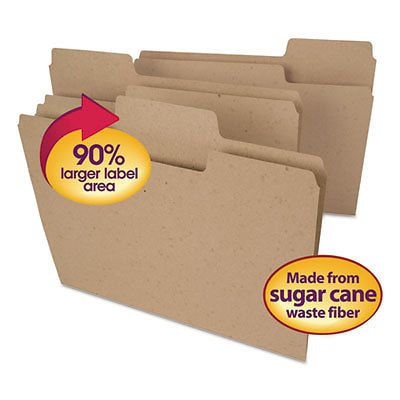 Tree Free SuperTab File Folders, 1/3 Cut, Letter, Natural Brown, 100/BX