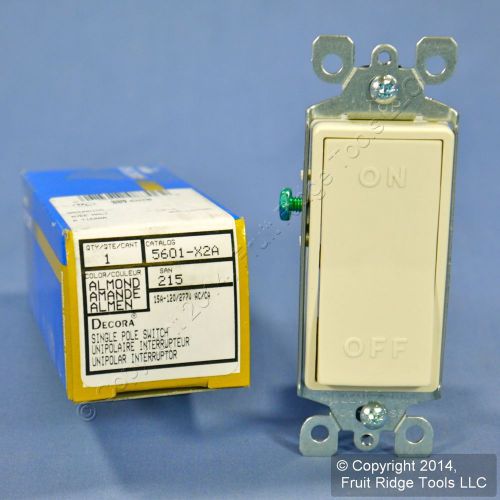 New Leviton Almond Decora &#034;ON/OFF&#034; Rocker Wall Switch 15A Single Pole 5601-X2A