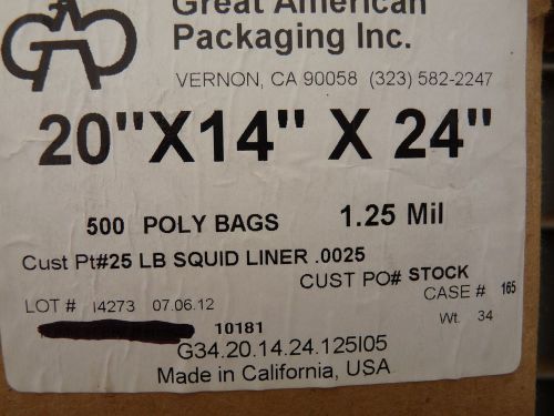 500- 20&#034; X 14&#034; X 24&#034;  Poly Bags 1.25 mil