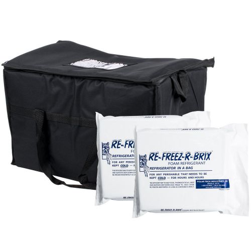 Soft Sided 22&#034; x 13&#034; x 14&#034; Black Insulated Nylon Cooler Bag and Foam Freeze Pack