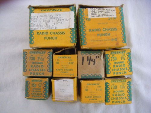 Large assortment of greenlee radio chassis punch and die knockout sets for sale