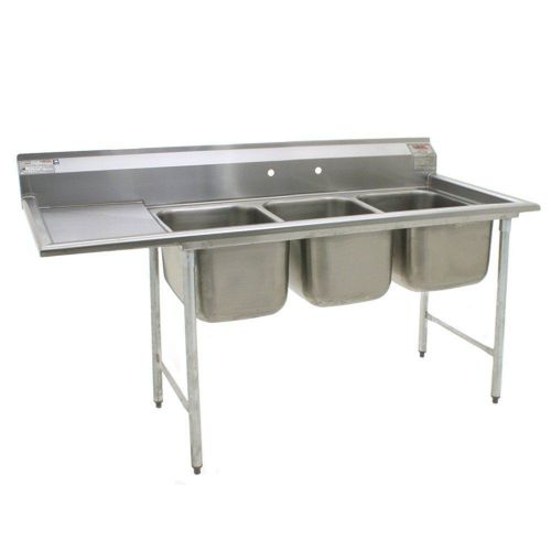 Eagle group 412-16-3-18l, stainless steel commercial compartment sink with three for sale