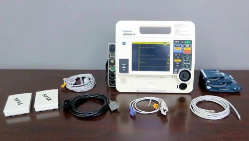 Lifepak 12 Biphasic 3 Lead ECG SpO2 NIBP etCO2 Pacing Analyze 2 Batteries Cables