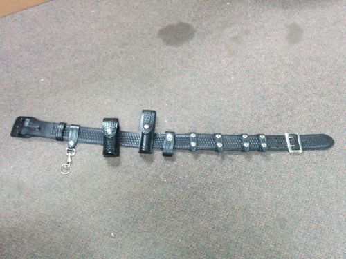 BIANCHI B2c, Sam Browne Belt Basketweave Black Size 32 Chrome w/Cuff Keeper+ ect