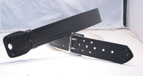 B59W Sz 46&#034; Chromed G&amp;G Basketweave Leather Sam Browne 2.25&#034; Police Duty Belt