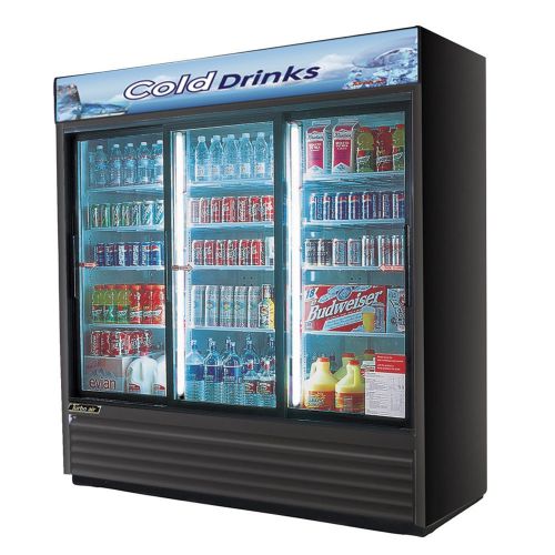 Turbo Air TGM-69RB, Black 78-inch Three Sliding Glass Door Refrigerator - 69 Cu.