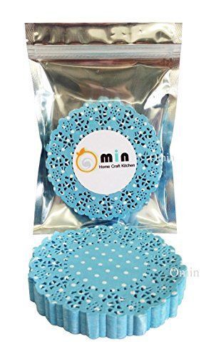 Omin Round Paper Polka Dot Doilies Lace Colored Design Size 4.5 Inch Pack of 250