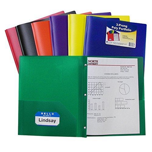 C-line two-pocket heavyweight poly portfolio with prongs, for letter size for sale