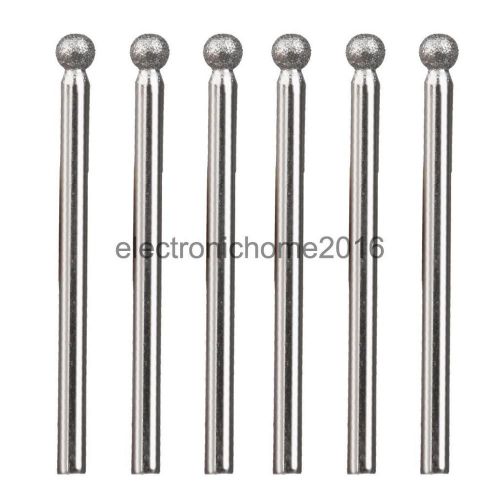 6pcs 45mm diamond coated round ball shape grinding burrs bits 3mm shank diy for sale