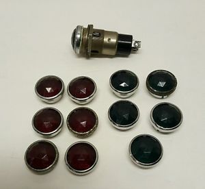 Vintage Dialco Panel Mount Indicator Lights with 6 Red &amp; 6 green Faceted Jewel