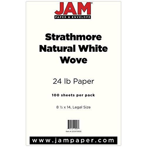 JAM Paper® - Legal Size (8.5 x 14) Strathmore Natural White Wove Paper - 100