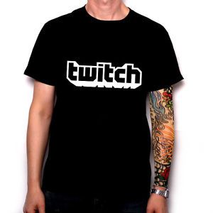 New Rare TwitchTV Logo Design Black White T-Shirt Tees Size S-5XL