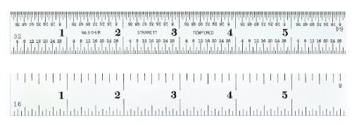 Starrett C604R-3 Spring Tempered Steel Rule With Inch Graduations, 4R