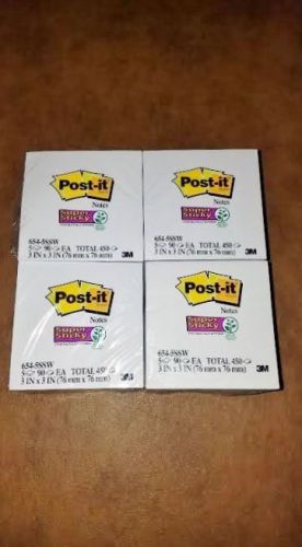 (Lot of 4) 3M Post-it Super Sticky, 3 x 3, 90 Sheets, 5 Pads Per Pkg.