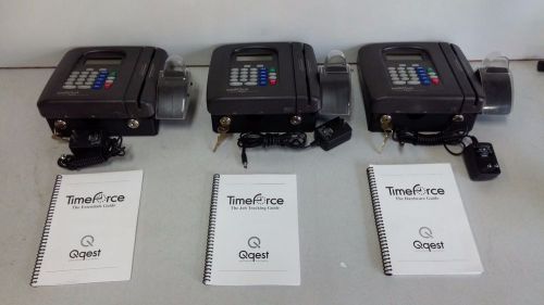 3 X USED Qqest IntelliClock TIME CLOCK MODEL 600M W/ Manuals and Keys