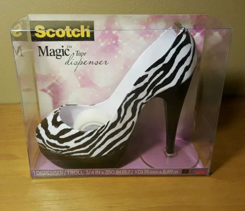 Scotch Magic tape Dispenser ZEBRA STRIPED High Heel Shoe and roll of tape  NEW