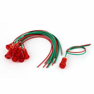 AC 220V 2 Wire Red Pilot Signal Indicator Light Lamp 10 Pcs for Car