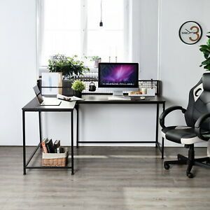 L-shaped Desk, 65 &#034; Long Industrial Style Large Home Office Wooden Computer Desk