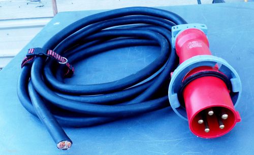 Hubbell 560P7W Watertight Plug 60A 3? 277/480VAC 10/5 SOOW SO Cord 17&#039; ft CORD