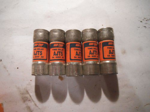 GOULD SHAWMUT AMP-TRAP FUSES AJT5 (LOT OF 5) 5 AMP 600VAC CLASS J - NEW