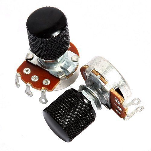 2 pcs guitar potentiometer a500k 24mm base dia/18mm shaft w/ metel knobs for sale