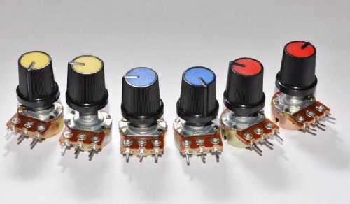 6x B2K 2K? OHM Linear Taper Rotary Potentiometers  POT w/ control knob USA