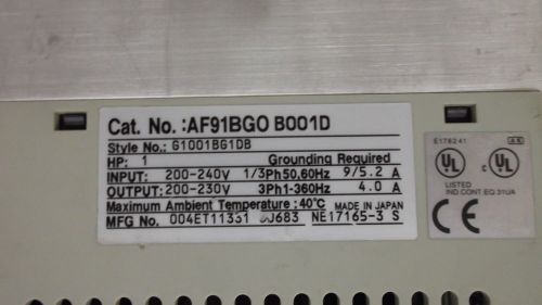 CUTLER-HAMMER  FREQUENCY DRIVE MODEL AF91BGO B001D