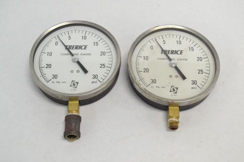 LOT 2 TRERICE 52-3012 COMPOUND PRESSURE GAUGE 0-30PSI 4-1/2IN 1/4IN NPT B265821