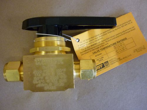 WHITEY BRASS BALL VALVE # B-45S8, 2500 PSI, NEW