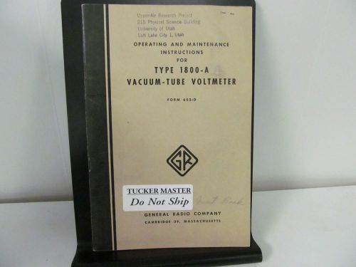 General radio type 1800-a vaccuum-tube voltmeter operating and maintenance instr for sale