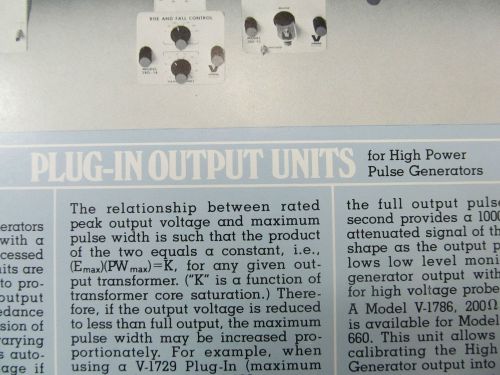 VELONEX Plug-In Output Units for High Power Pulse Generators Specification Sheet