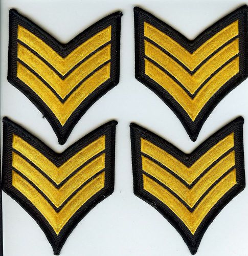 Brand New 4 Sergent Embroidered Chevron Stripes Black Gold Police Patch