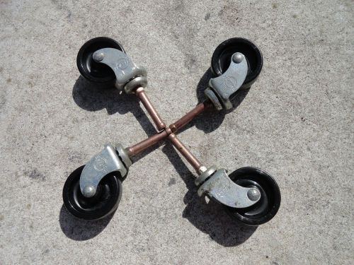 Set of 4 vintage bassick swivel casters 1 1/2&#034; hard plastic wheels for sale