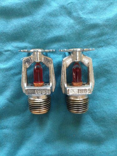 2 vtg 1989 pendent fire sprinkler head  red filled  brass  steampunk industrial for sale